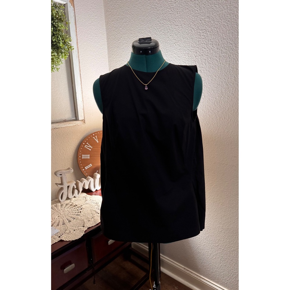 COS Black High Low Sleeveless Pleated Back Top Size 6 Minimalist Chic